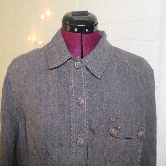 Sigrid Olsen Gray Linen Style Utility Jacket Blazer Size X-Large - Picture 2 of 6